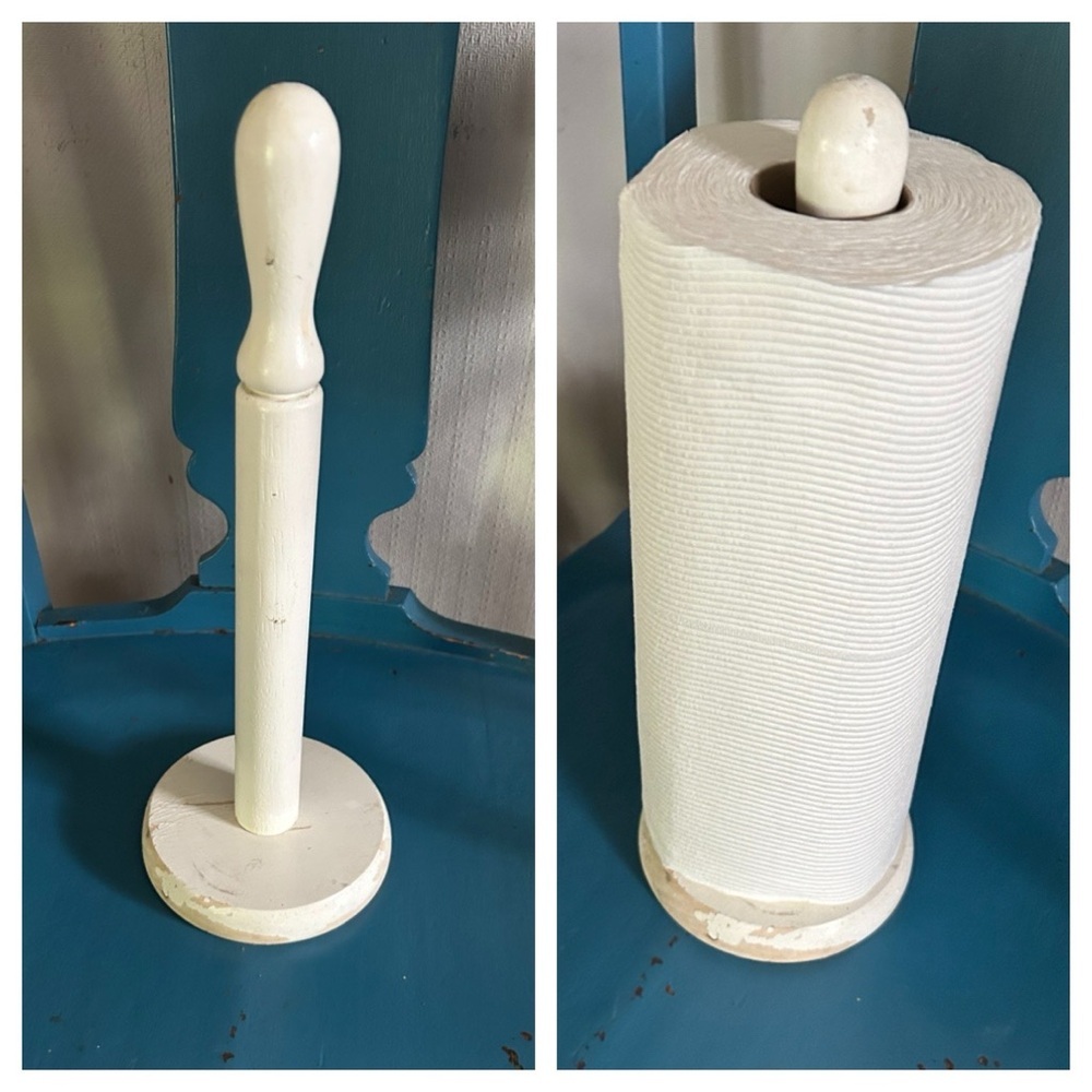 Vintage White Wooden Paper Towel Holder
